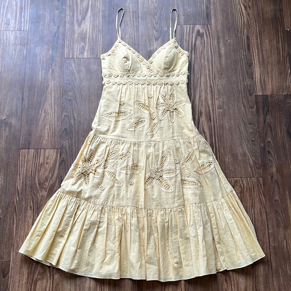 Sue Wong Yellow Embellished Summer Dress Sz 2!